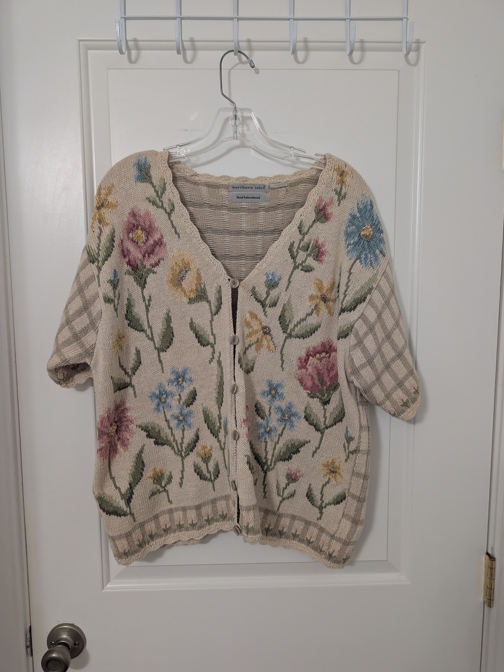 Vintage Northern Isles Hand Embroidered Floral Cardigan Cottagecore L